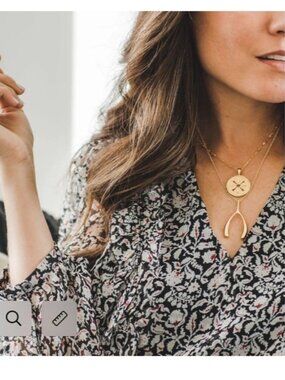 Jane Win gold Pendant Necklace with Wishbone Charm- price firm!